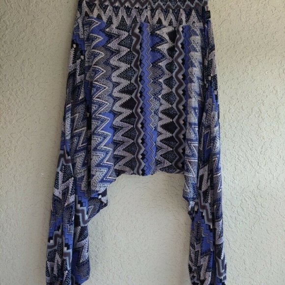 Junior Buddha Pants Savannah Harem Drop Blue Zags - Picture 6 of 8
